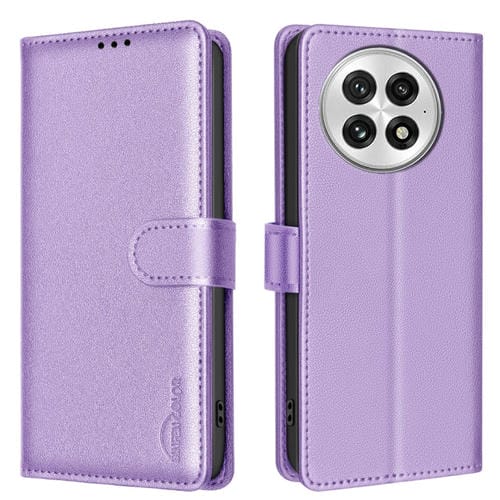 Funda de Cuero Antirrobo Rfid con Textura Litchi para OnePlus 13 (Morado)