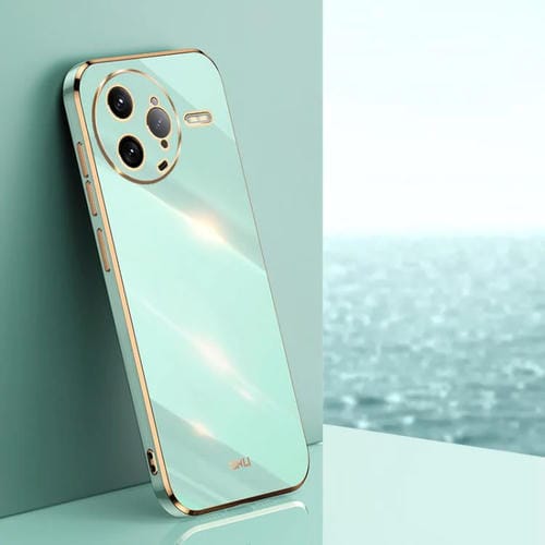 Funda de TPU con Borde Dorado y Revestimiento 6D Recto para Redmi K80 Pro Xinli (Verde Menta)