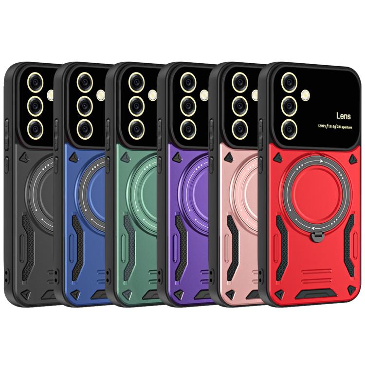 Funda con soporte MagSafe y ventana grande para Samsung Galaxy A56/A36 5G (verde)