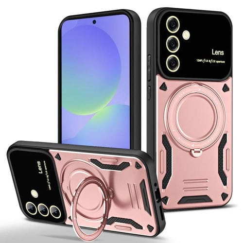 Funda con soporte MagSafe y ventana grande para Samsung Galaxy A56/A36 5G (oro rosa)