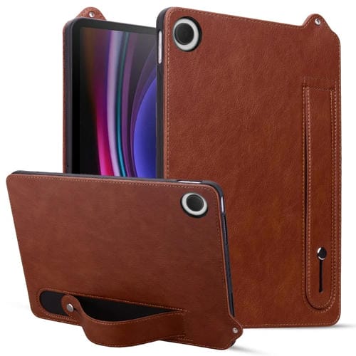 Funda para Tablet Samsung Galaxy Tab A9 Piel Sintética TPU Correa Muñeca (Marrón)