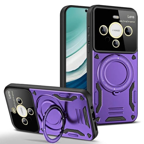 Funda para Teléfono Huawei Mate 60 Pro/60 Pro+ con Soporte Magsafe y Ventana Grande (Morado)