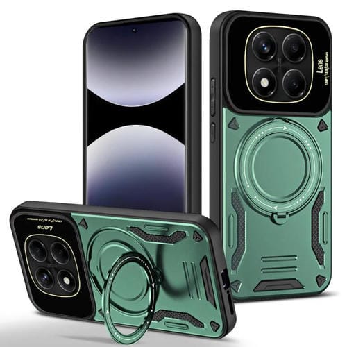 Funda para Redmi Note 14 Pro 4G con soporte MagSafe y ventana grande (verde)