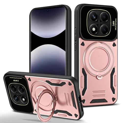 Funda para Redmi Note 14 Pro 4G con soporte MagSafe y ventana grande (oro rosa)