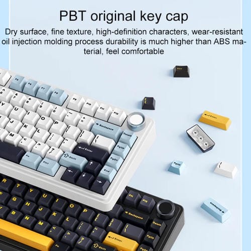 Teclado Mecánico Aula F75 80 Teclas con Cable, 2,4 G y Bluetooth, RGB Personalizado (Azul)
