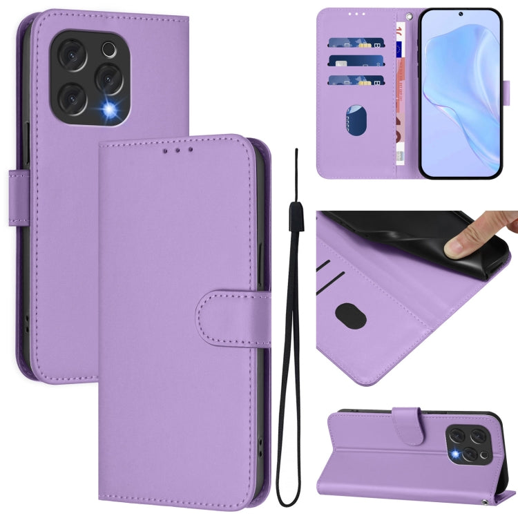 Funda de Piel Sintética con Cordón para Teléfono Doogee N55 Plus (Morado Lavanda)