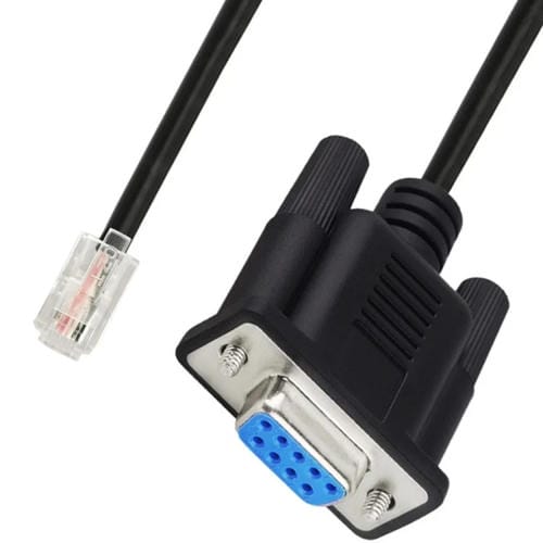 Cable Adaptador DB9 a RJ9 4P4C RS232 con Cabezal de Cristal Telefónico, Longitud 1,8 m (Negro)