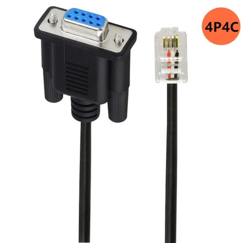 Cable Adaptador DB9 a RJ9 4P4C RS232 con Cabezal de Cristal Telefónico, Longitud 1,8 m (Negro)