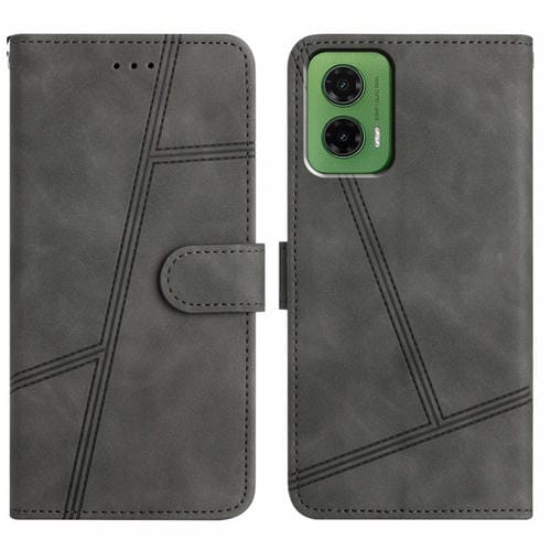 Funda de Cuero para Motorola Moto G35 con Costuras y Tacto Suave (Gris)