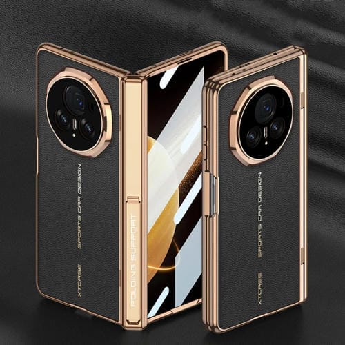 Funda de Cuero Gkk para Honor Magic V3 con Bisagras Magnéticas y Protección a Prueba de Golpes (Negro)