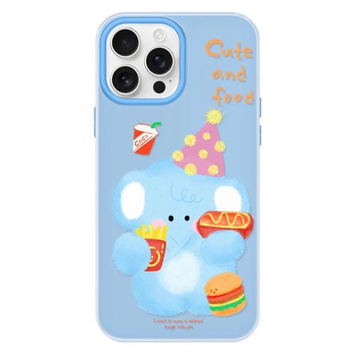 Funda híbrida TPU y PC iPhone 16 Pro Max Tacto Sedoso (Azul Elefante Hamburguesa)