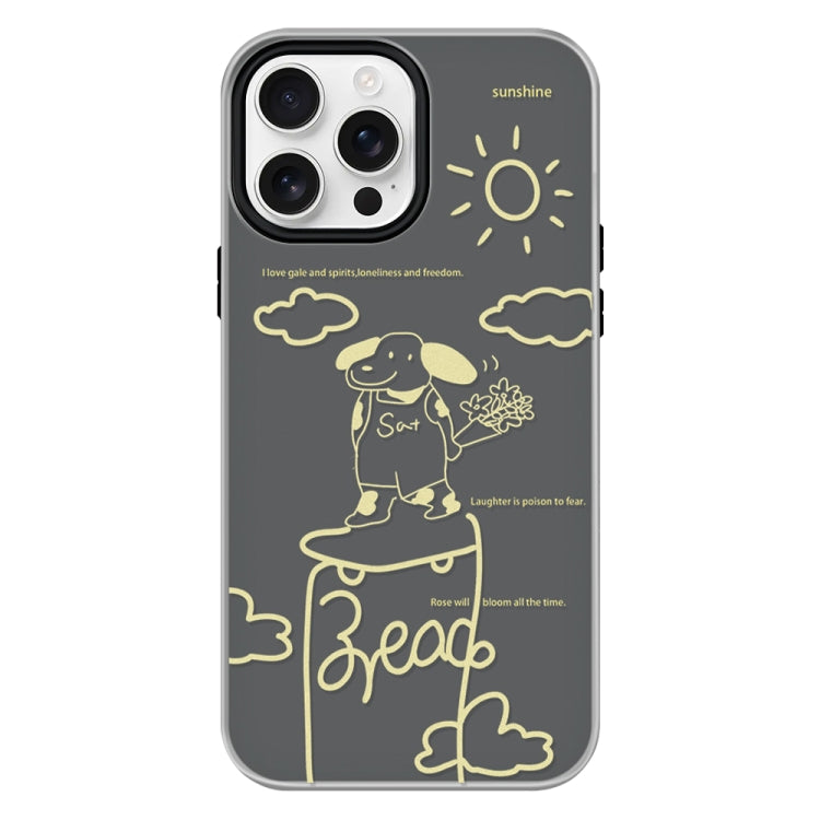 Funda híbrida TPU y PC iPhone 16 Pro Tacto Sedoso y Gelatinoso (Rosa Cachorro Negro)