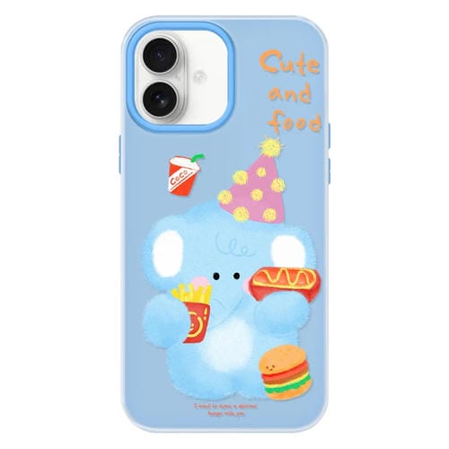 Funda híbrida TPU y PC iPhone 16 Tacto Sedoso (Azul Elefante Hamburguesa)