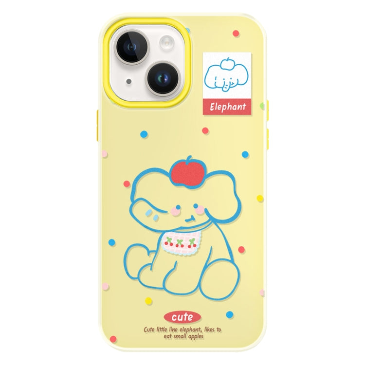Funda hĂbrida TPU y PC iPhone 15 Plus Elefante de Manzana (Amarillo)
