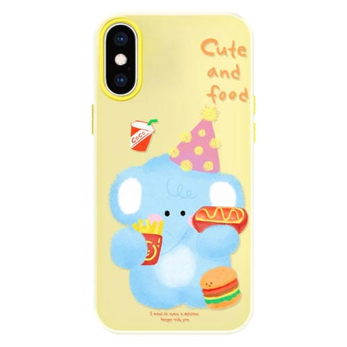 Funda híbrida TPU Policarbonato para iPhone Xs Max (Hamburguesa de Elefante Amarilla)