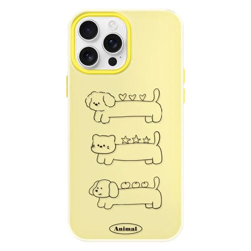 Funda híbrida TPU y Policarbonato iPhone 15 Pro Líneas de Animales (Amarillo)