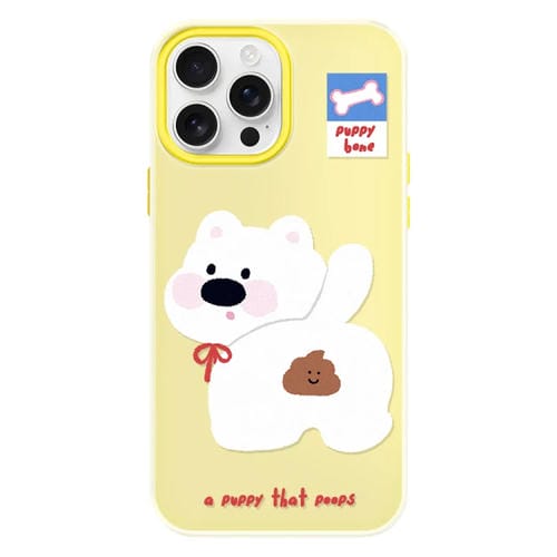 Funda hĂbrida TPU y Policarbonato iPhone 11 Pro Max Cachorro Haciendo Caca (Amarillo)