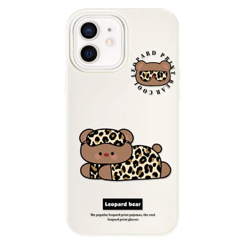 Funda hĂbrida TPU Policarbonato iPhone 11 con Tacto Sedoso (Oso Leopardo Blanco)