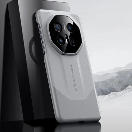 Funda de Cuero HĂbrida Huawei Mate 70 Pro con Diseño ImitaciĂłn Ultimate PC (Gris)