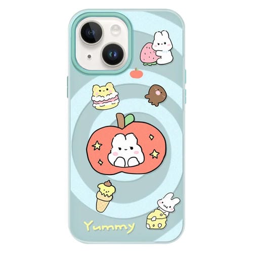 Funda híbrida TPU PC Apple Rabbit para iPhone 14 Plus (Amarillo Verde Claro)