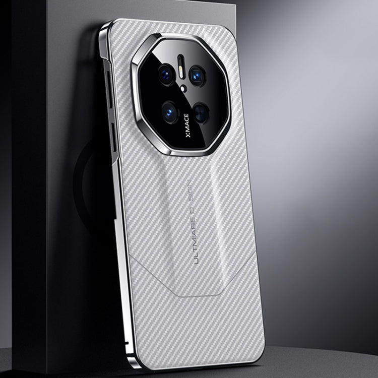 Funda para Teléfono Huawei Mate 70 Imitación Fibra de Carbono Diseño (Blanca)