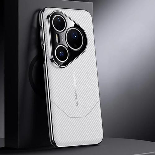Funda premium de fibra de carbono con diseño de vanguardia para Huawei Pura 80 Ultra 5G (blanca)