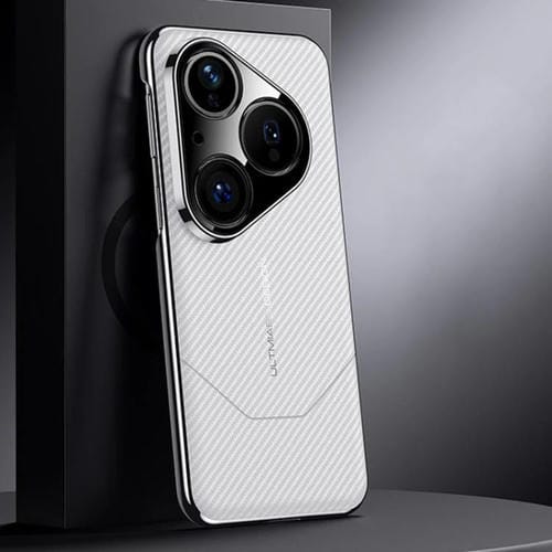 Funda premium de fibra de carbono con diseño de vanguardia para Huawei Pura 80 5G (blanca)