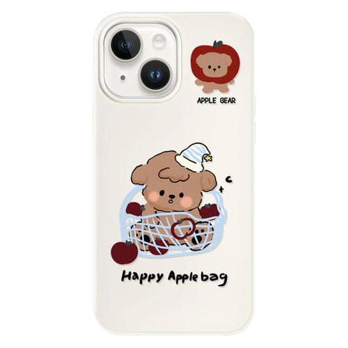 Funda híbrida TPU y Policarbonato iPhone 14 Plus Canasta de Perros (Blanca)