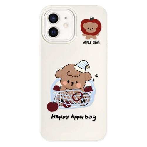 Funda híbrida TPU y PC iPhone 12 Canasta de Perros Blanca