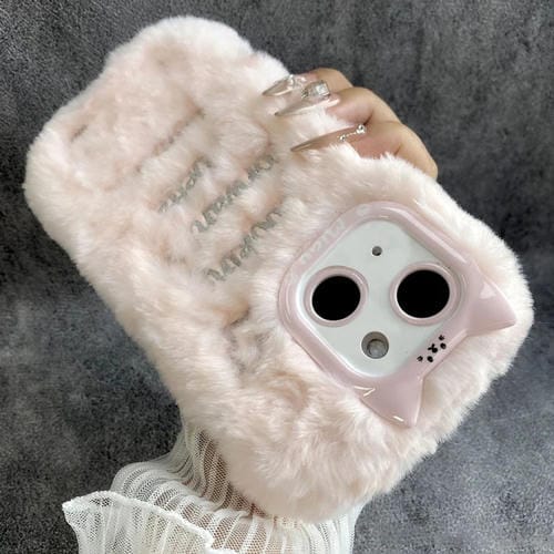 Funda de Silicona con Bordado de Felpa para iPhone 15 (Rosa)