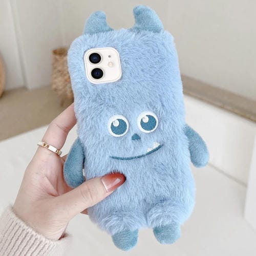 Funda TPU para Teléfono iPhone 12 Mini Diseño Monstruo de Peluche Lindo (Monstruo de Pelo Azul)