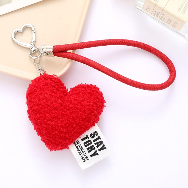 Llavero Peluche Lana Sintética Forma Corazón para Teléfono Móvil (Rojo)