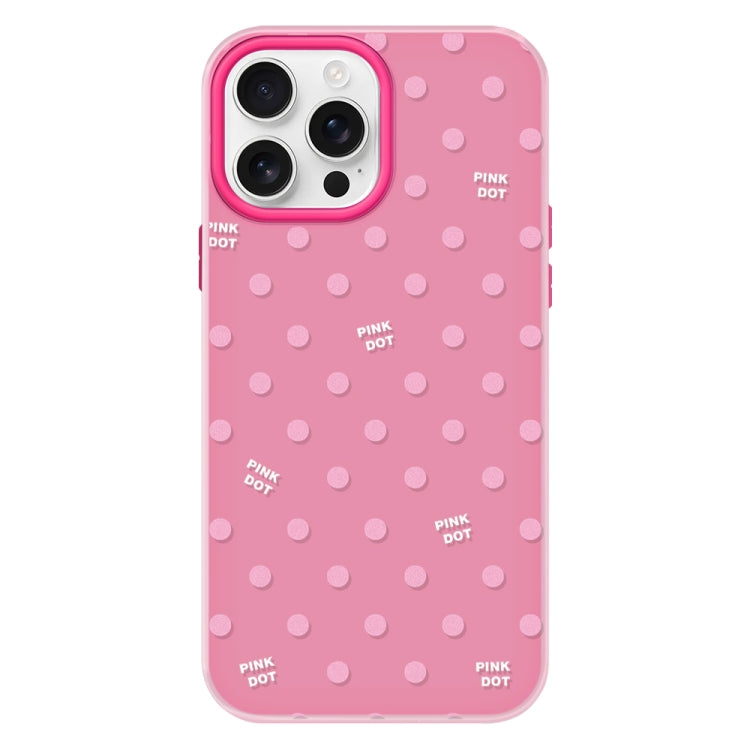 Funda hĂbrida TPU y PC iPhone 15 Pro con Tacto Sedoso y Gelatinoso (Lunares Rosa y Rojo)