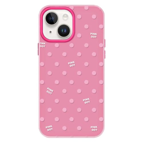 Funda híbrida TPU y PC iPhone 15 con Tacto Sedoso (Lunares Rosa y Rojo)