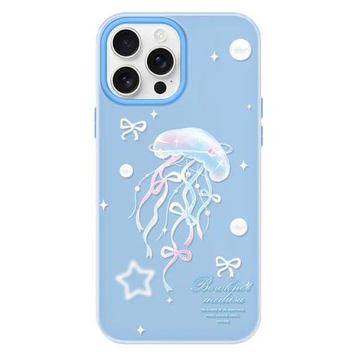 Funda híbrida TPU y PC iPhone 14 Pro Max Tacto Sedoso (Medusa Azul)