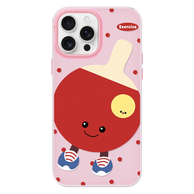 Funda Híbrida TPU y PC iPhone 13 Pro Tacto Sedoso Tenis de Mesa Giratorio (Rosa)