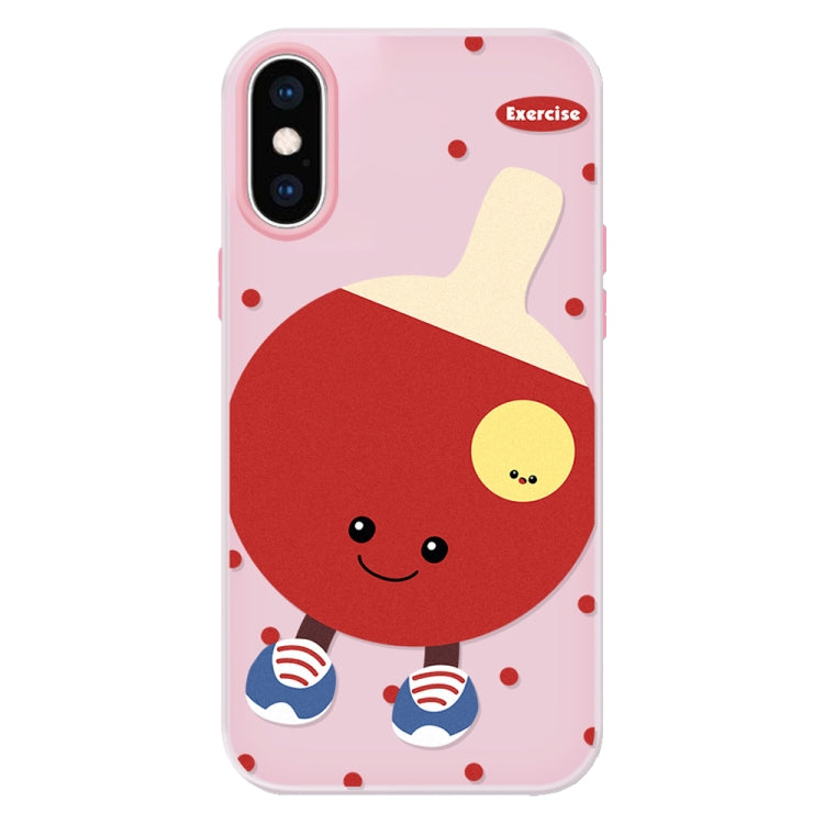 Funda híbrida TPU y PC para iPhone X/Xs con Tacto Sedoso (Mesa de Ping Pong Rosa)