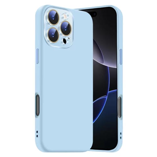 Funda de Silicona Líquida para iPhone 16 Pro Max con NanoLente (Azul Claro)