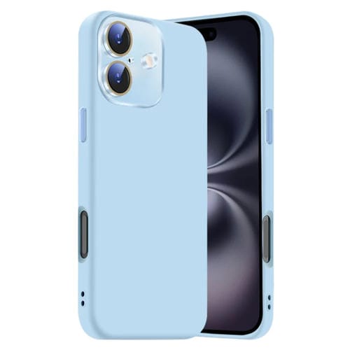 Funda de Silicona LĂquida para iPhone 16 con NanoLente (Azul Claro)