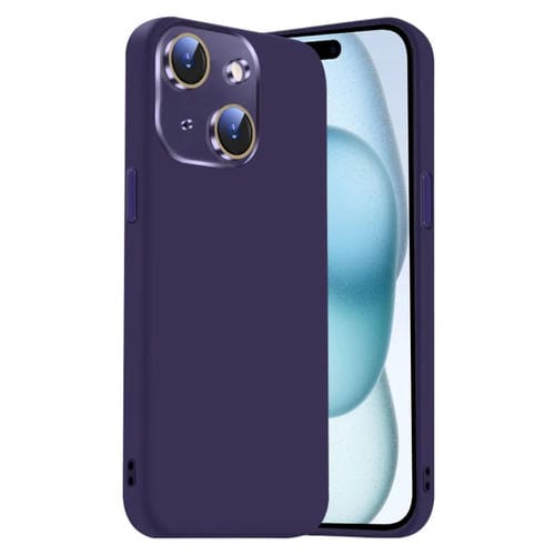 Funda de silicona líquida para iPhone 15 con nanoLente (Morado oscuro)