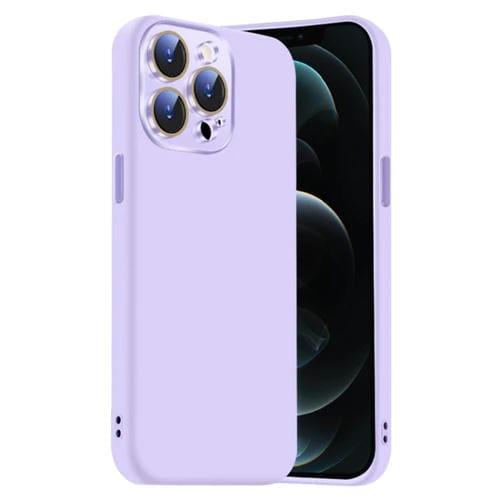 Funda de Silicona Líquida para iPhone 12 Pro con NanoLente (Morado Claro)
