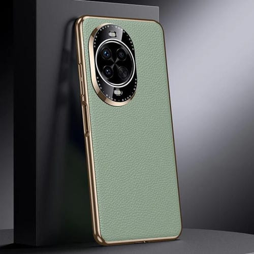 Funda de PC de cuero genuino para Huawei Nova 14 (verde)