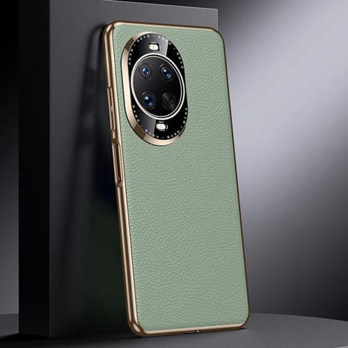 Funda de PC de cuero genuino para Huawei nova 14 Ultra (verde)