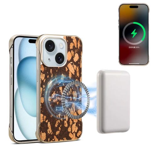 Funda para iPhone 15 Denior A18 Woodenpaint Magsafe (Marrón)