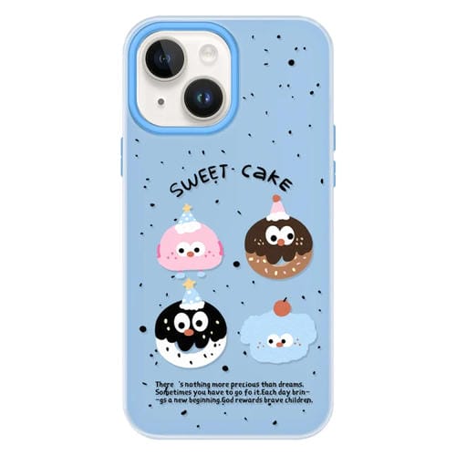 Funda híbrida TPU y PC para iPhone 15 Plus con tacto sedoso (Little Monster Blue)