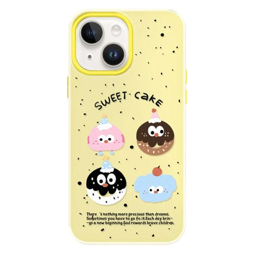 Funda híbrida TPU y PC para iPhone 14 con Tacto Sedoso y Gelatinoso (Little Monster Yellow)