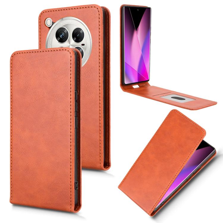 Funda de Cuero con Tapa Vertical Magnética para Infinix Zero 40 5G/4G (Marrón)