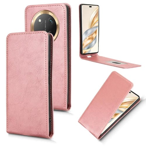Funda de Cuero con Tapa Vertical Magnética para Honor X60 Pro 5G y X9C 5G (Oro Rosa)