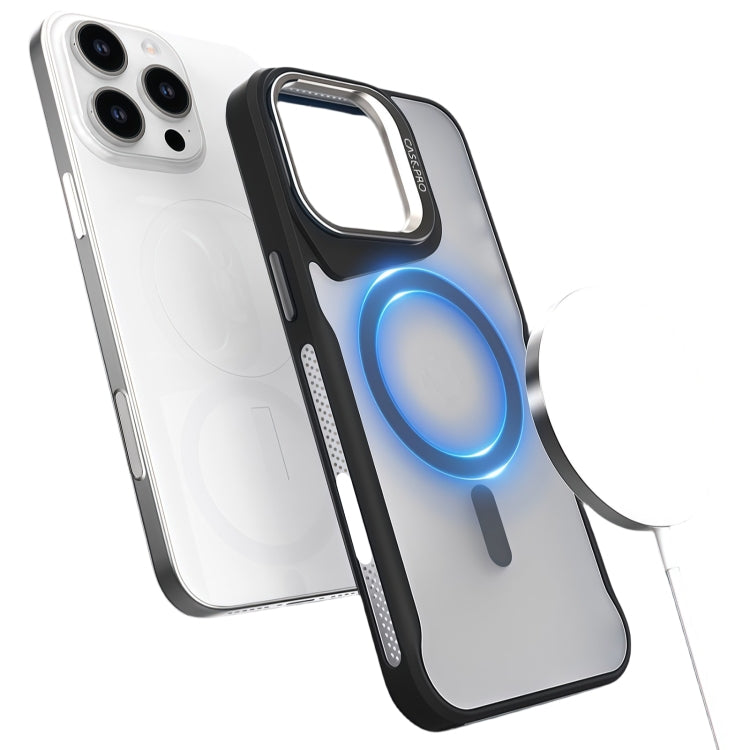 Funda Magnética para Teléfono Magsafe iPhone 16 Pro Max con Soporte de Metal (Negra)