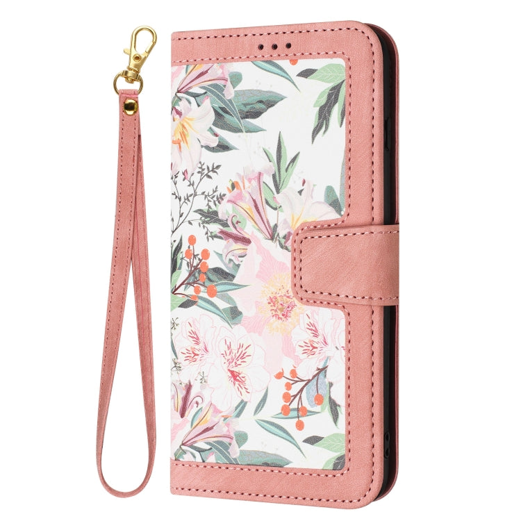 Funda de Cuero para iPhone 11 Pro con Estampado Floral y CordĂłn (Rosa)